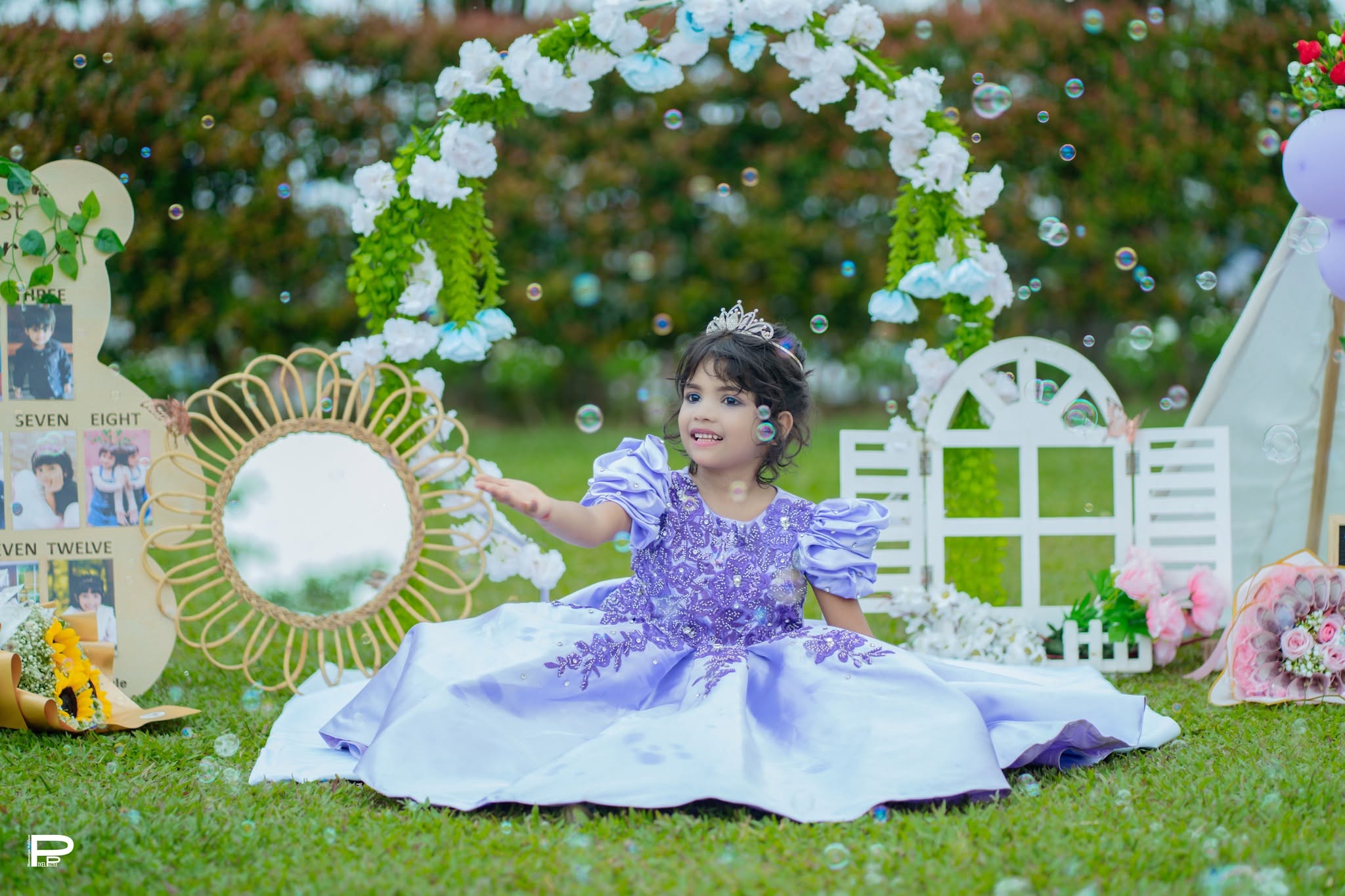 Outdoor purple princess birthday theme