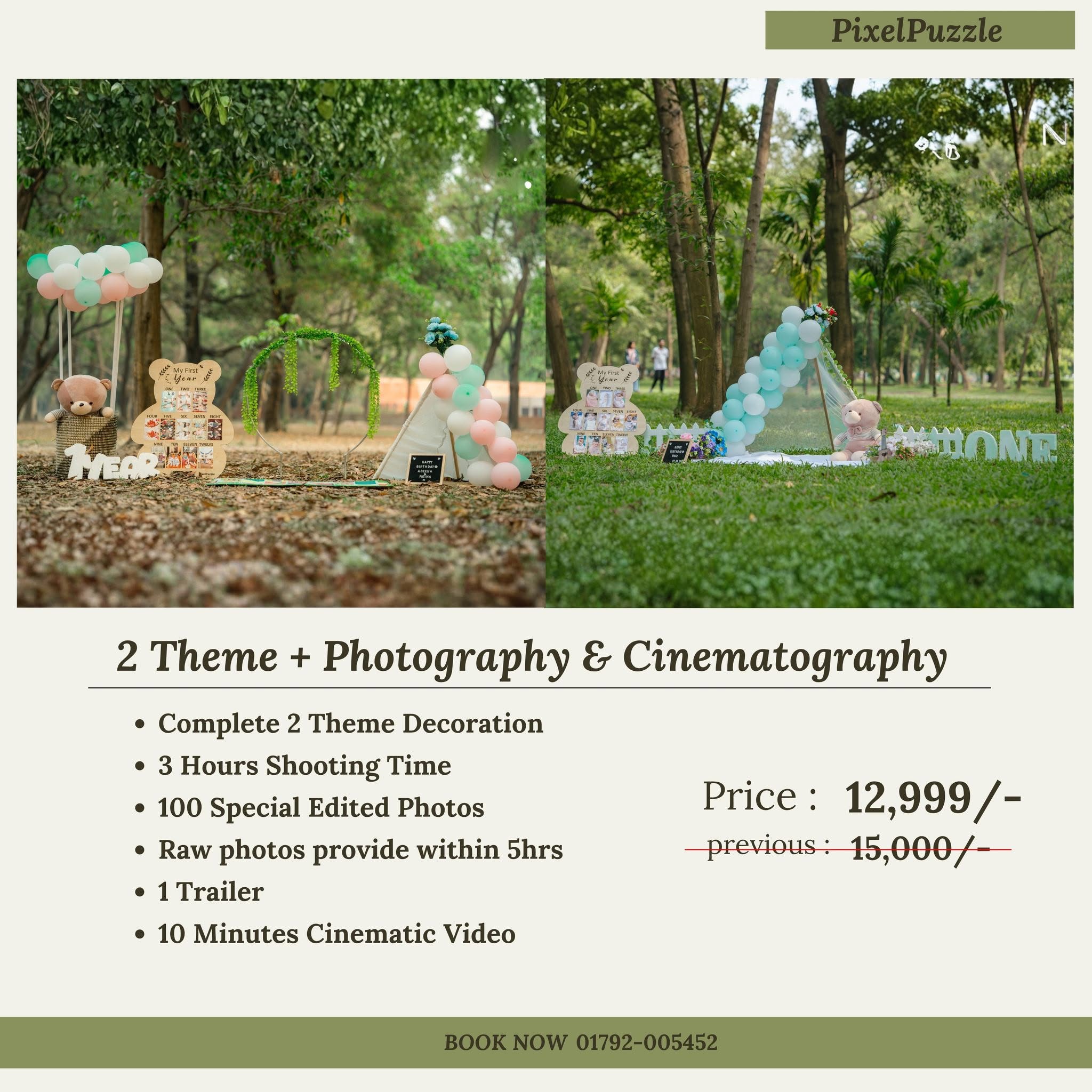 Two Theme Photography and Cinematography rate card