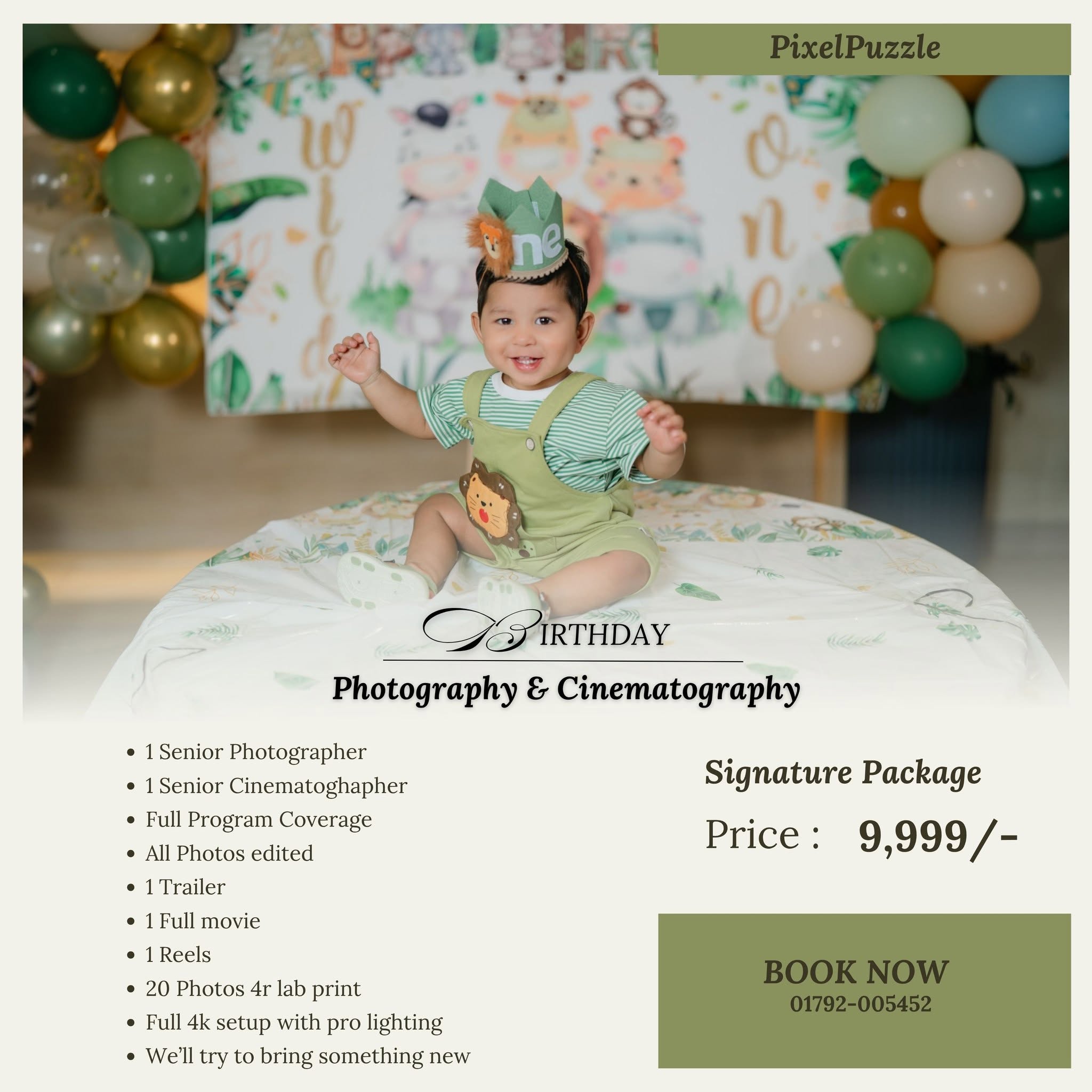 PixelPuzzle Birthday Signature Package rate card